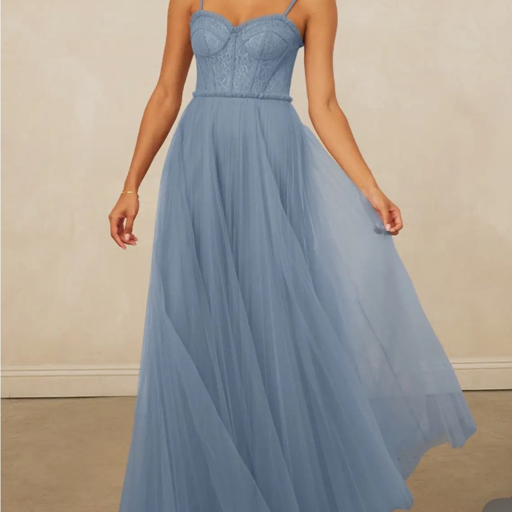 CHRISTIAN SIRIANO BRIDAL FOR AZAZIE 1015 dusty blue bridesmaid dress